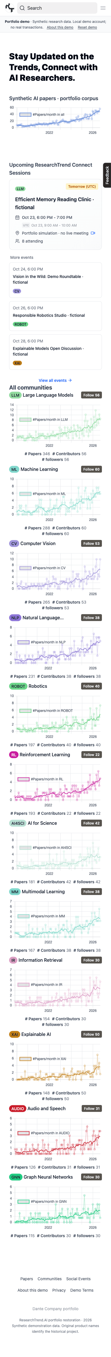 ResearchTrend.AI · Mobile · connected discovery