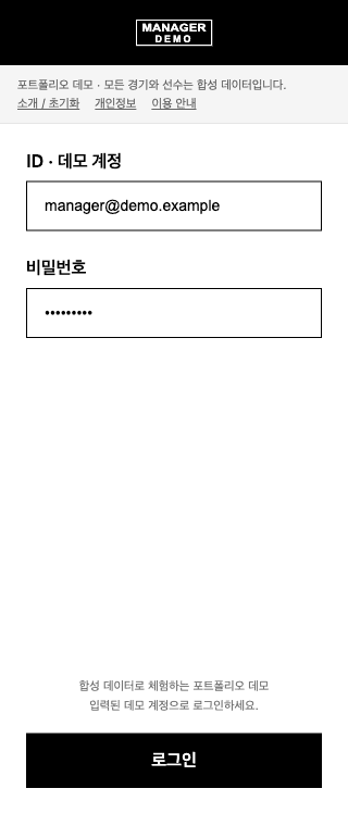 Manager operations app · Mobile · demo login